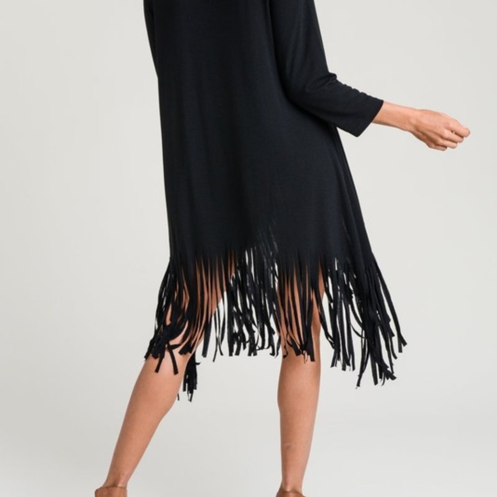 Twirl Me Around in a Fringe Black Dress - Picture 2 of 2
